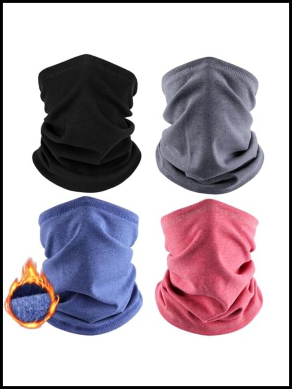 4 Pack Winter Neck Warmer Gaiter Ski Fleece Face Cover Scarf Cold Weather